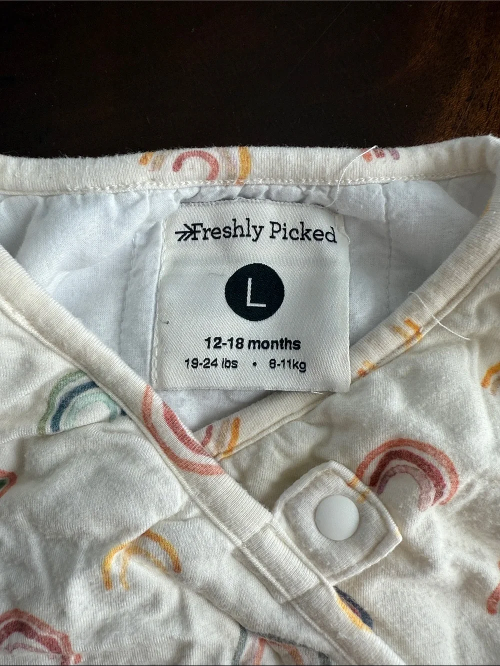 Freshly Picked White Sleep Sack with Rainbow Print 12 - 18 months